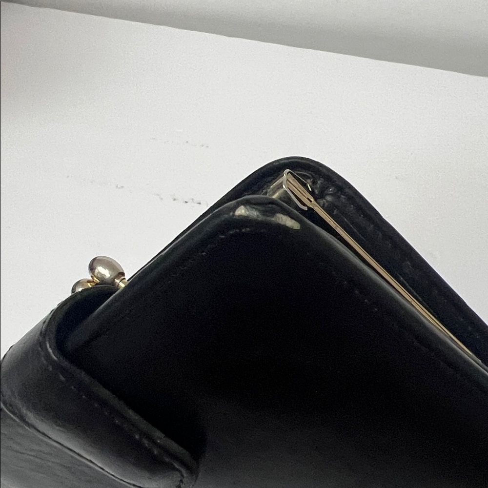 Vintage Coach Black Leather Wallet kisslock - Picture 8 of 17